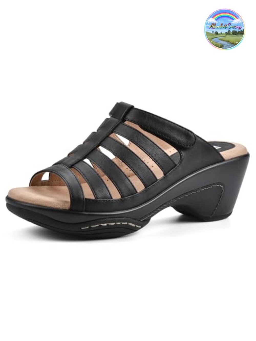 White Mountain Women's Valencia Clog Sandal Cushioned Wedge X-Strap